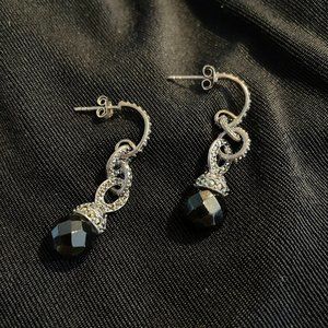 Black Crystal marcasite drop earrings